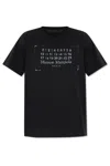 Maison Margiela Cotton Crew Neck T-shirt With Logo Print In Washed Black