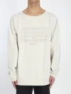 Maison Margiela Crewneck Sweatshirt With Topstitched Log In Beige