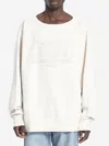 Maison Margiela Crewneck Sweatshirt With Topstitched Log In Beige