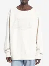 Maison Margiela Crewneck Sweatshirt With Topstitched Log In Neutral