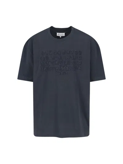 Maison Margiela Grey T-shirt And Polo Collection With Cuts In Blue