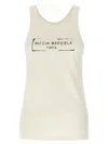 Maison Margiela Beige Top With Wide Neckline And Logo Printed On The Front In Viscose And Cotton Blend Woman