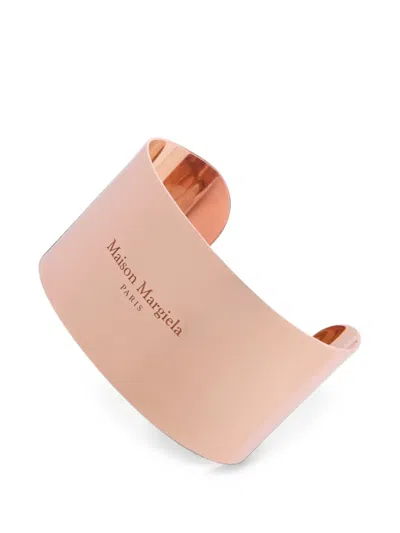 Maison Margiela Logo Wide Cuff Bracelet In Gold