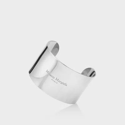 Maison Margiela Logo Wide Cuff Bracelet Unisex Silver