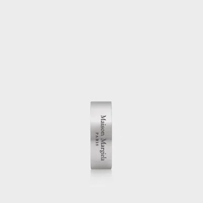Maison Margiela Logo Wide Ring Unisex Silver In White