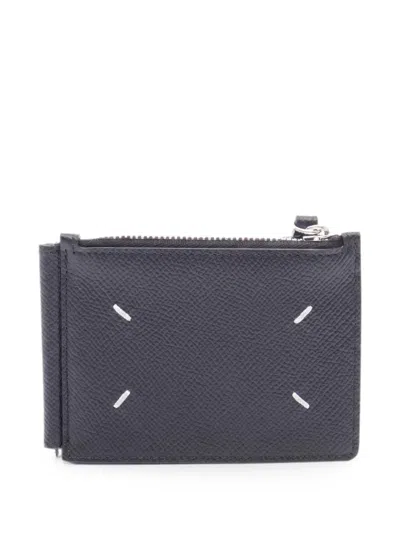 Pre-owned Maison Margiela Logo-detail Leather Wallet In Black