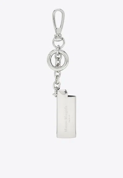 Maison Margiela Logo-engraved Key Chain In Silver