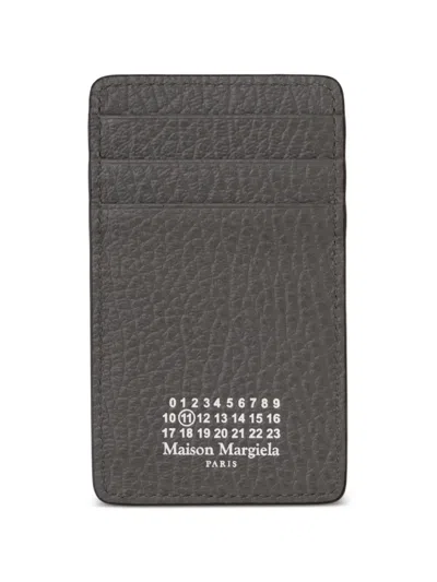 Maison Margiela Logo-print Grained Card Holder In Purple