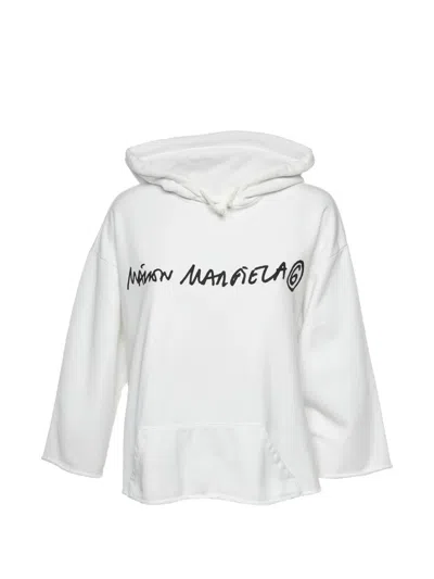 Pre-owned Maison Margiela Logo-print Hoodie In White