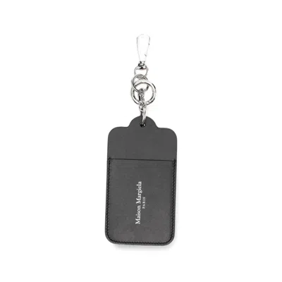 Maison Margiela Logo-print Leather Keyring In Black