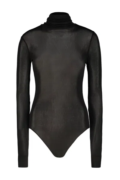 Maison Margiela Viscose Jersey Turtleneck Bodysuit In Black