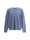 Maison Margiela Pile Knit Sweater Man Blue Jeans In Blue