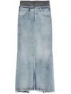 Maison Margiela Light Blue Long Skirt With Front Slit And Five Pocket Design In Denim Woman In Blue