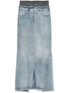 Maison Margiela Light Blue Long Skirt With Front Slit And Five Pocket Design In Denim Woman In Blue