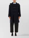 Maison Margiela Long Hooded Coat Featuring Button Front In Black