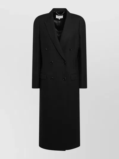 Maison Margiela Long Jacket Back Vent Notched Lapels In Black