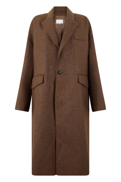 Maison Margiela Long Pinstripe Jacket For Women In Brown