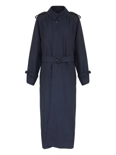 Maison Margiela Long Raincoat In Blue