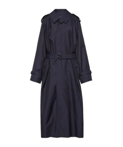 Maison Margiela Long Raincoat In Blue