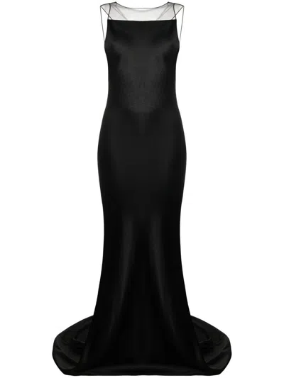 Maison Margiela Long Satin Mermaid Dress In Black