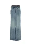Maison Margiela Light Blue Long Skirt With Front Slit And Five Pocket Design In Denim Woman