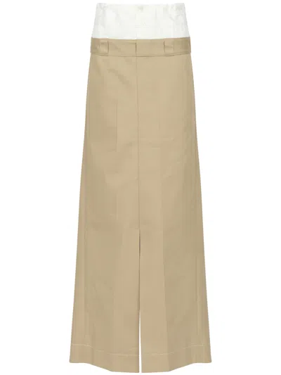 Maison Margiela Double Waisted Long Skirt In Brown
