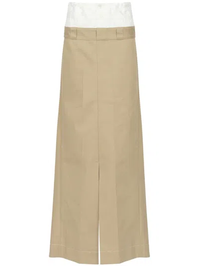 Maison Margiela Double Waisted Long Skirt In Brown
