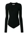 Maison Margiela Long-sleeved Ribbed Bodysuit In Black