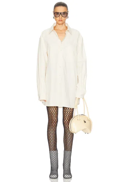 Maison Margiela Long Sleeve Button Up Top In Off White