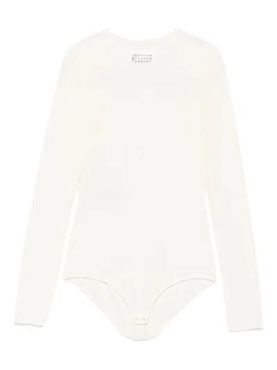 Maison Margiela Long-sleeve Crew-neck Bodysuit In White