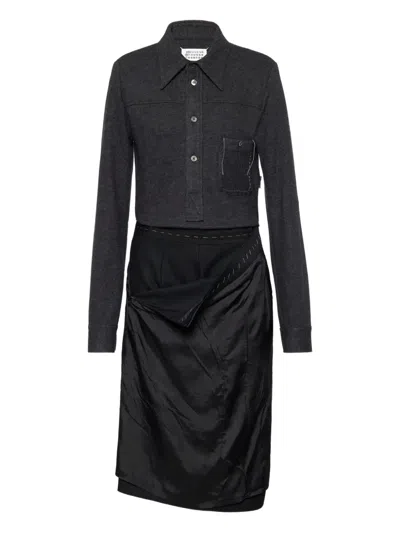 Maison Margiela Long Sleeve Midi Dress In Blue