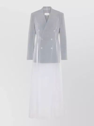 Maison Margiela Long Sleeve Midi Dress Structured Shoulders In Gray