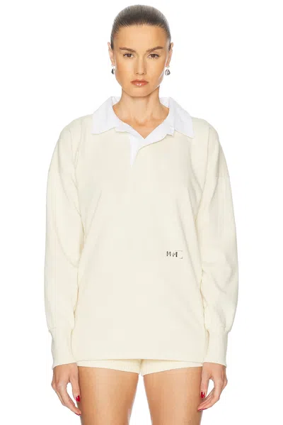 Maison Margiela Long Sleeve Polo Top In Butter