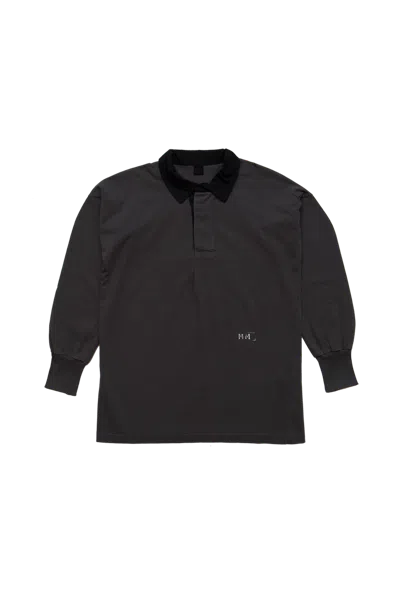 Maison Margiela Long Sleeve Polo With Contrast Collar Grey