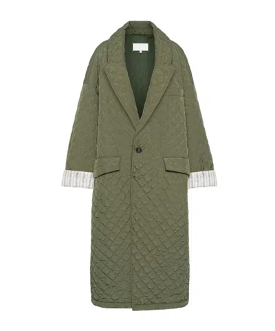 Maison Margiela Long Sleeve Quilted Coat In Green