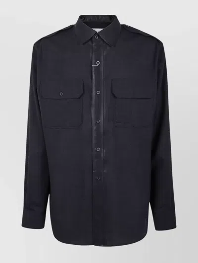 Maison Margiela Long Sleeve Shirt With Chest Pockets And Epaulettes In Black