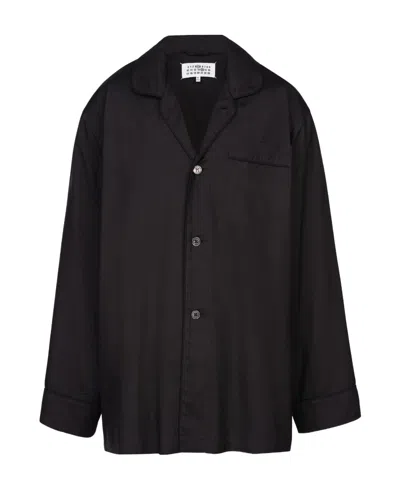 Maison Margiela Long-sleeve Silk Shirt In Black