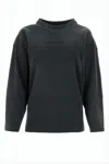 Maison Margiela Long-sleeve Top With Textured Design And Ruffled Neckline In Black