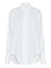 Maison Margiela Long-sleeved Curved-hem Shirt In White
