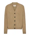 Maison Margiela Melange Cappuccino Wool Blend Cardigan In Green