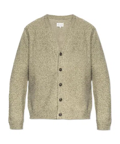 Maison Margiela Long-sleeved Knitted Cardigan In Nude