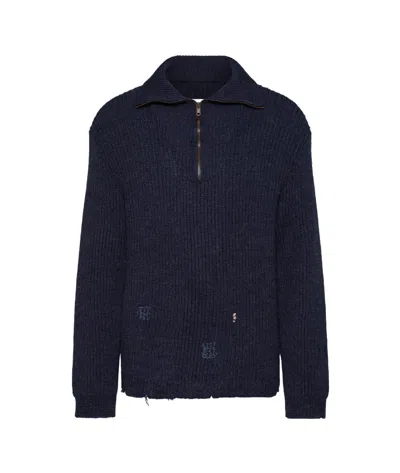 Maison Margiela Long-sleeved Knitted Sweater In Black
