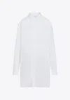 Maison Margiela Oversize Cotton Poplin Long Shirt In White