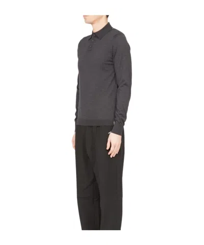 Maison Margiela Long-sleeved Polo Sweater In Black
