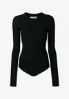 Maison Margiela Long-sleeved Ribbed Bodysuit In Black