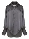 Maison Margiela Long-sleeved Satin Shirt In Gray