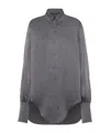 Maison Margiela Long-sleeved Satin Shirt In Gray