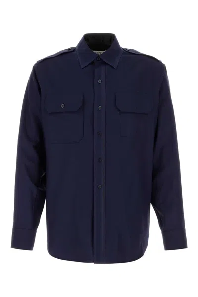 Maison Margiela Long-sleeved Shirt In Blue
