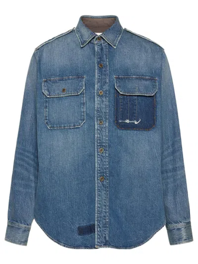 Maison Margiela Long-sleeved Shirt In Blue
