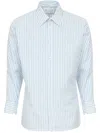 Maison Margiela Striped Poplin Shirt With Buttoned Cuffs In Grey